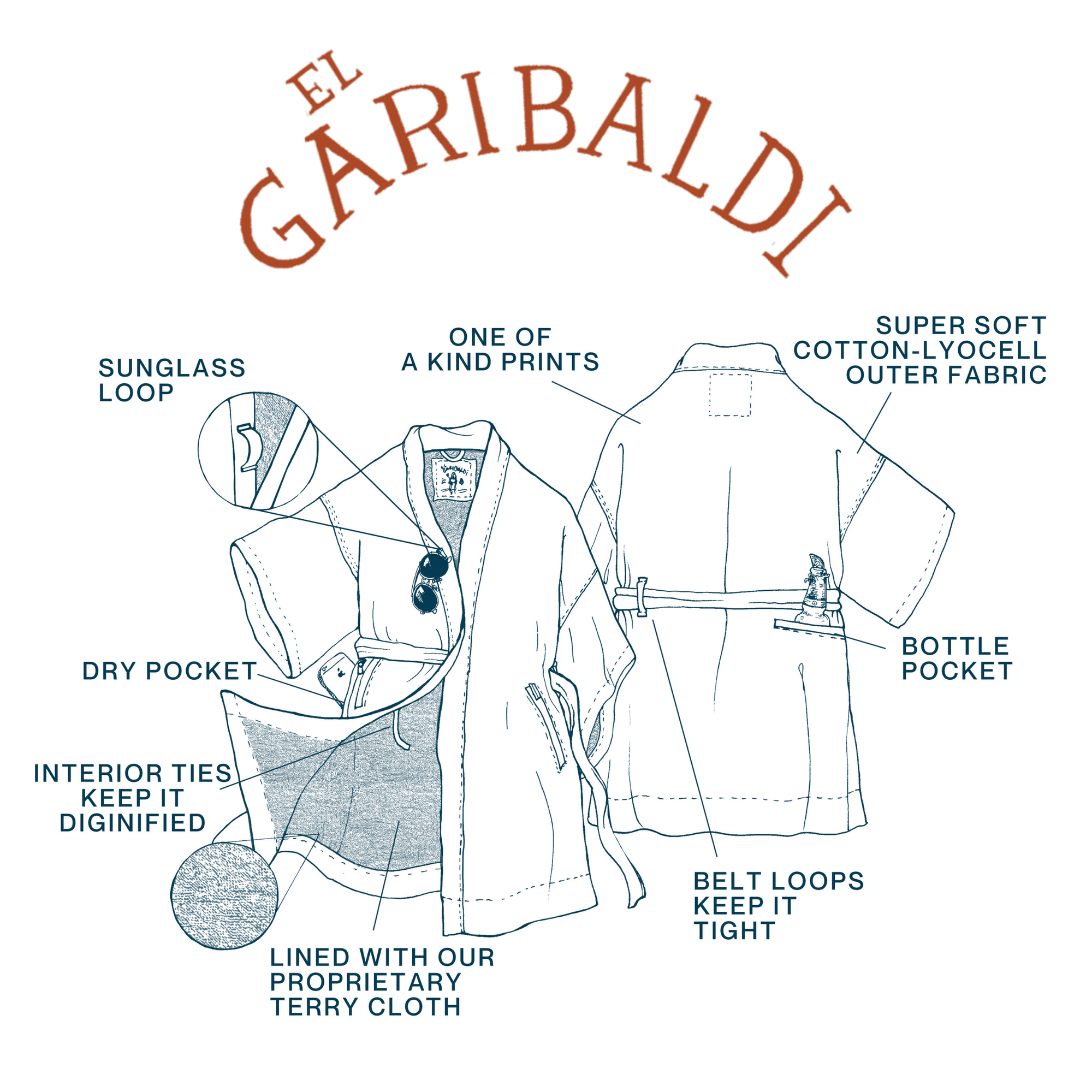 Men's El Garibaldi Robe - Sunstripe, Sundowner