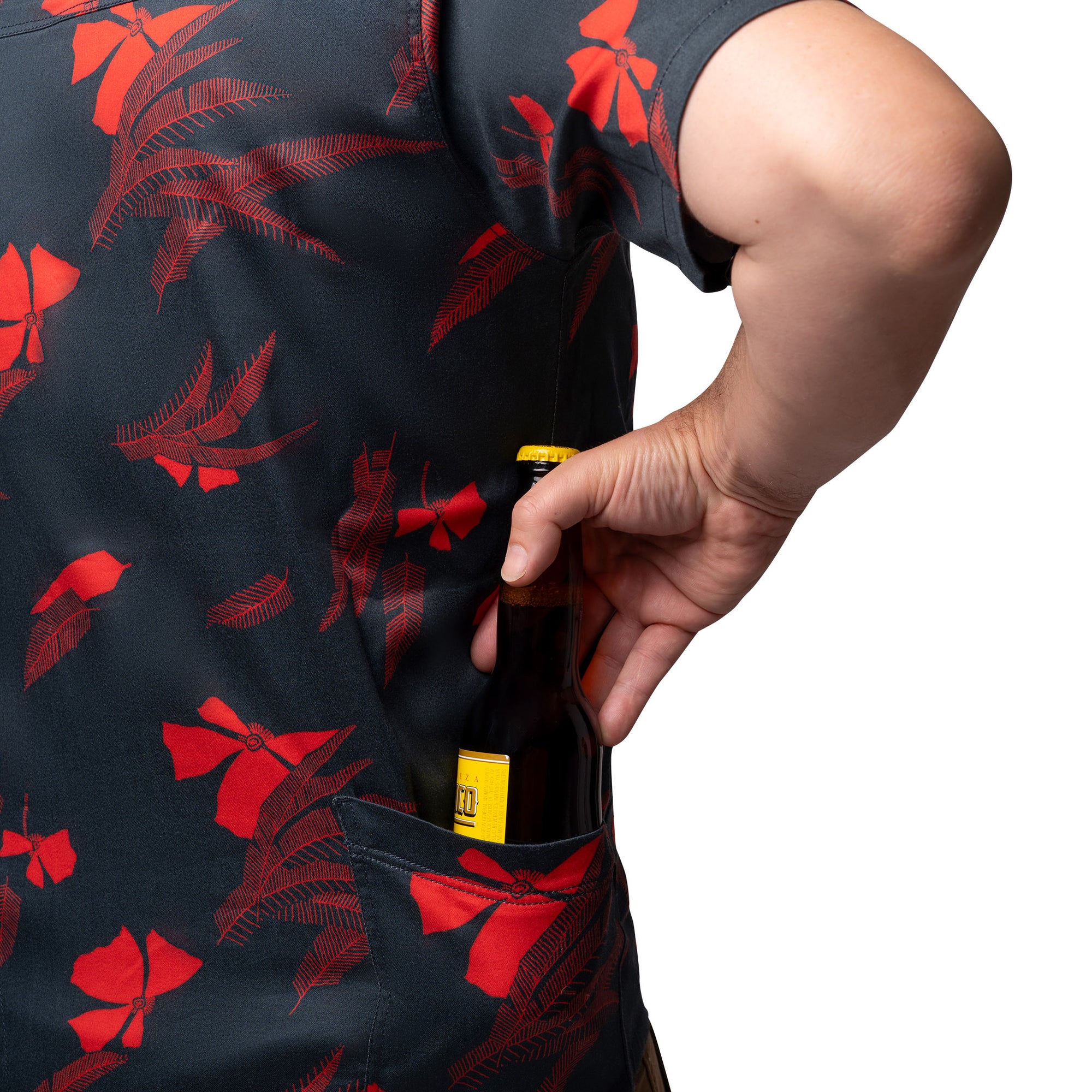 Men’s Stretch Tropic High Water Shirt - Vintage Floral, Washed Navy