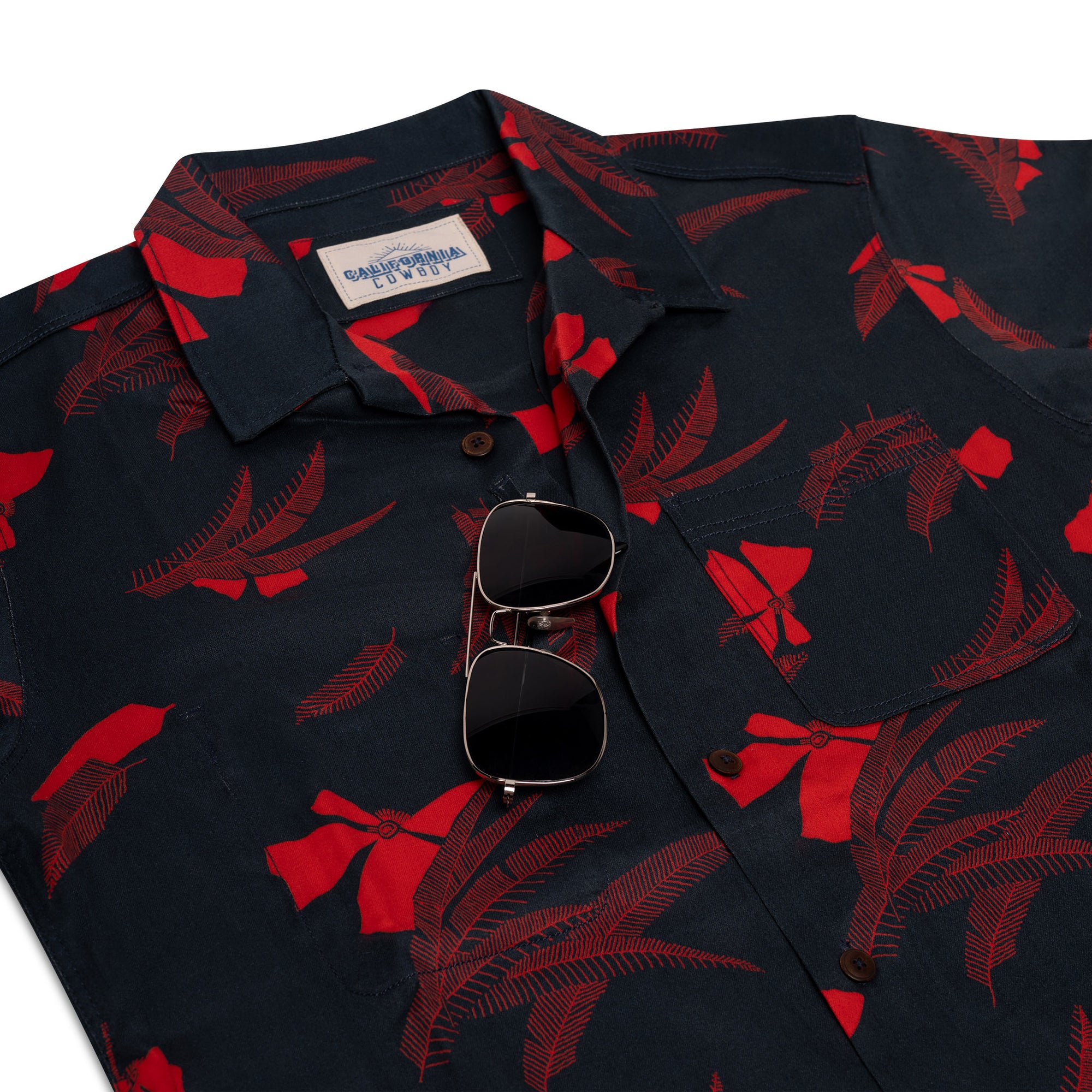 Men’s Stretch Tropic High Water Shirt - Vintage Floral, Washed Navy