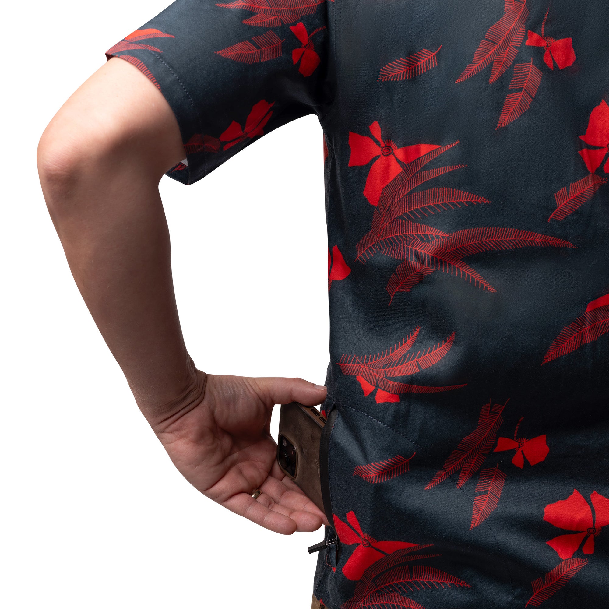 Men’s Stretch Tropic High Water Shirt - Vintage Floral, Washed Navy