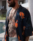 Men's El Garibaldi Robe - Garibaldi Fish, Farallon Navy