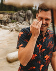 Men’s High Water Shirt - Vintage Floral, Washed Navy