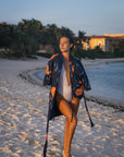 Women’s La Sirena Robe - Garibaldi Fish, Farallon Navy