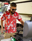 Men’s High Water Shirt - Bird of Paradise, Sunset Red