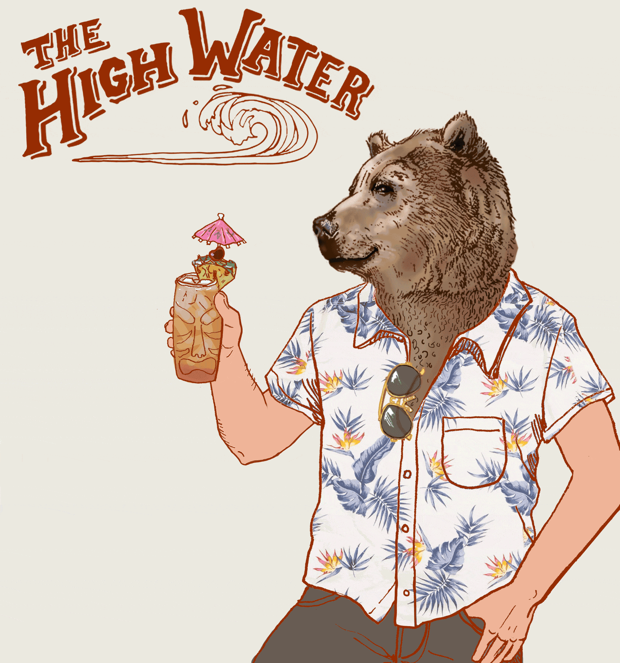 Men’s High Water Shirt - Motel Surf, White Sand