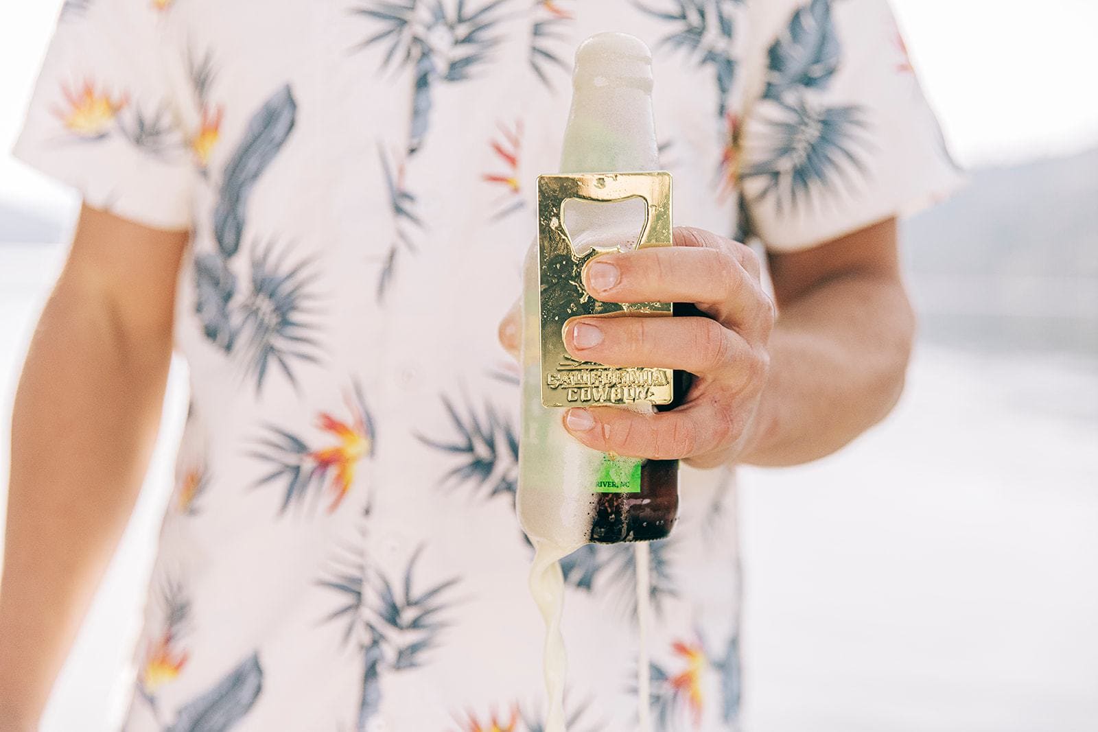 Men's High Water Shirt -  Bird of Paradise, White Sand