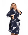 Women’s La Sirena Robe - Vintage Floral, Farallon Navy