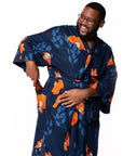 Men's El Garibaldi Robe - Garibaldi Fish, Farallon Navy