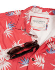 Men’s High Water Hawaiian Shirt With a Sunglass Loop - Bird of Paradise Sunset Red - California Cowboy