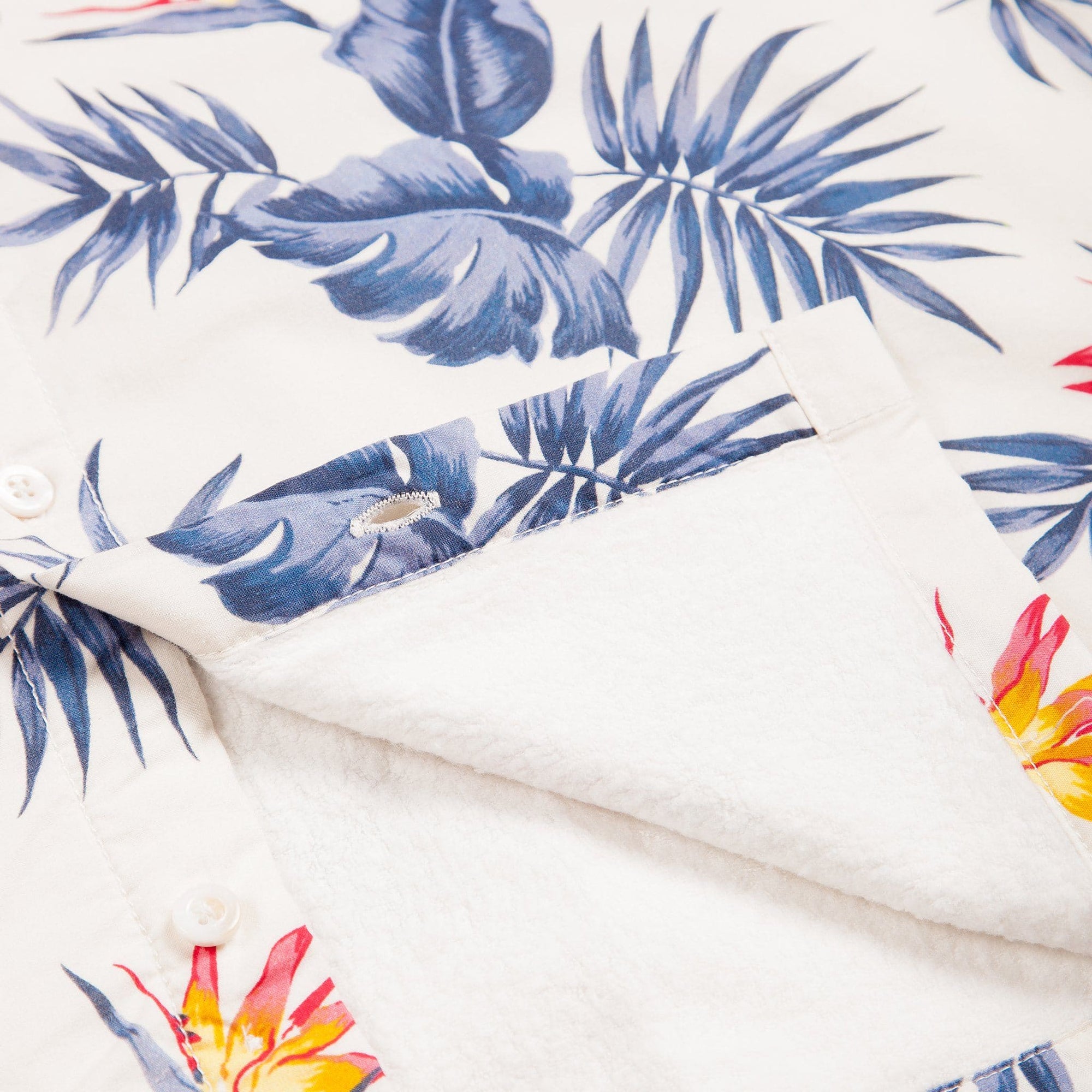 Men’s High Water Hawaiian Shirt With Terry Cloth Lining - Bird of Paradise White Sand - California Cowboy