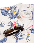 Men’s High Water Hawaiian Shirt With a Sunglass Loop - Bird of Paradise White Sand - California Cowboy