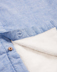Men’s High Water Hawaiian Shirt With Terry Cloth Lining - Chambray Neptune Blue - California Cowboy