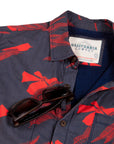 Men’s High Water Hawaiian Shirt With a Sunglass Loop - Vintage Floral Washed Navy - California Cowboy