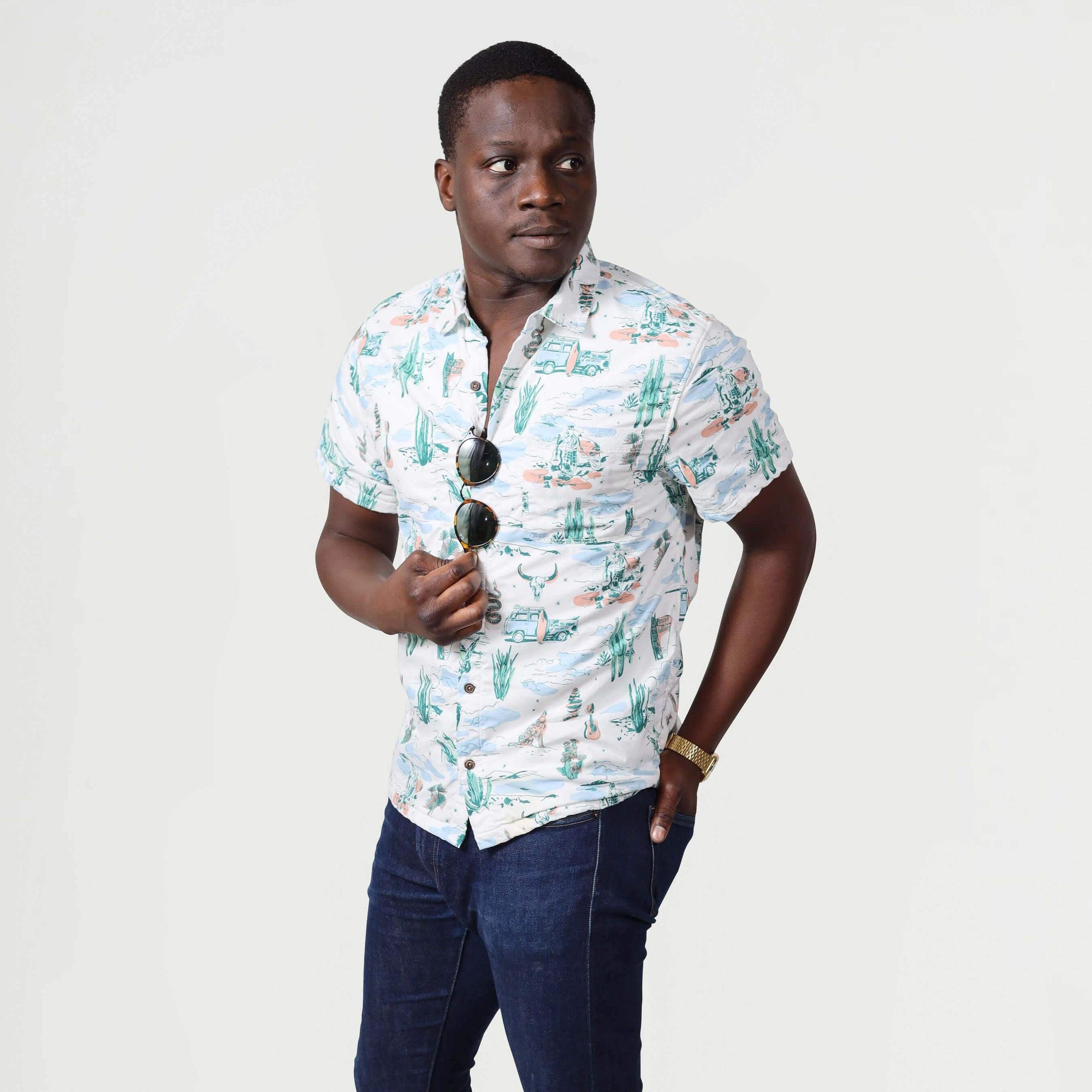 Men’s High Water Shirt - Motel Surf, White Sand