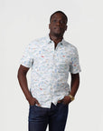 Men’s High Water Shirt - Paint By Numbers Wave, White Sand - Model - California Cowboy