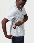 Men’s High Water Shirt - Paint By Numbers Wave, White Sand - Bottle Pocket - Model - California Cowboy