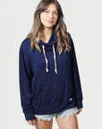 Women’s Wagyu Fleece Cowl Neck Sweatshirt in Navy - Model -  California Cowboy