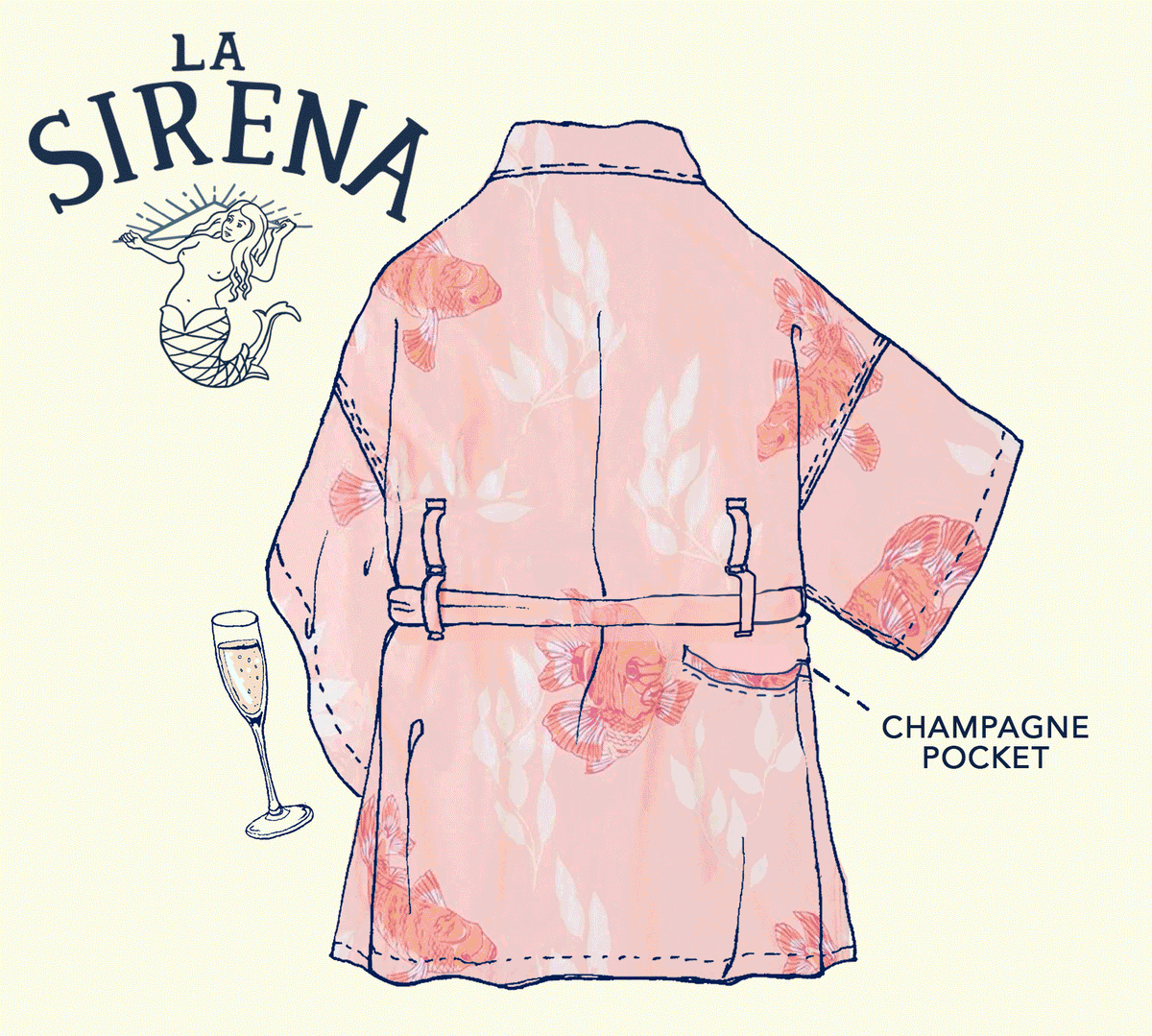 Women’s La Sirena Robe - Garibaldi Fish Farallon Navy – California Cowboy