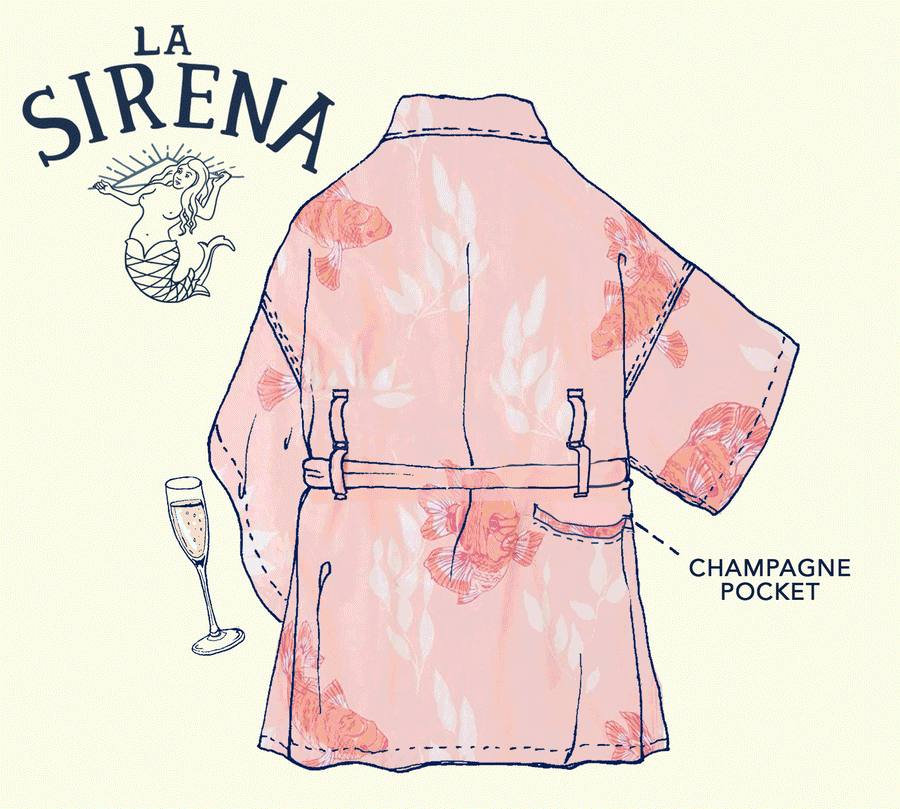 Women’s La Sirena Robe - Vintage Floral, Farallon Navy
