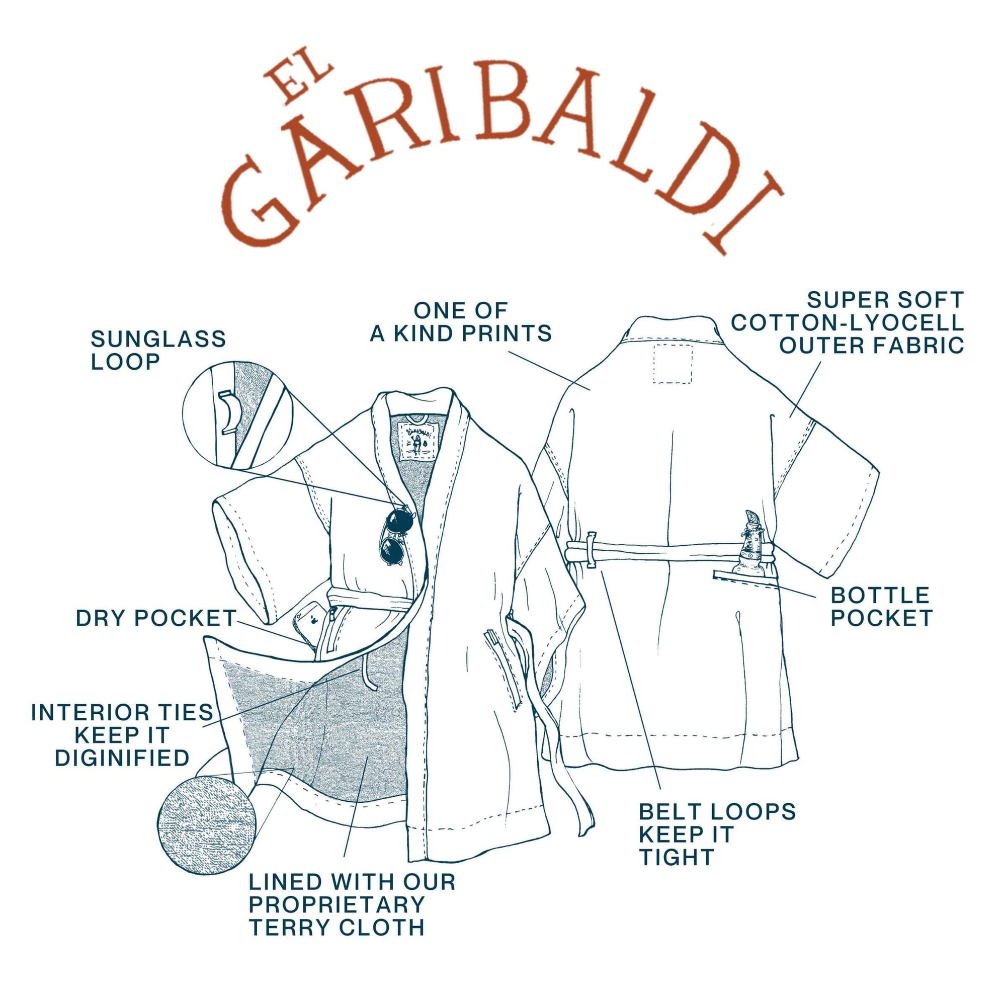 Men&#39;s El Garibaldi Robe - Garibaldi Fish, Farallon Navy