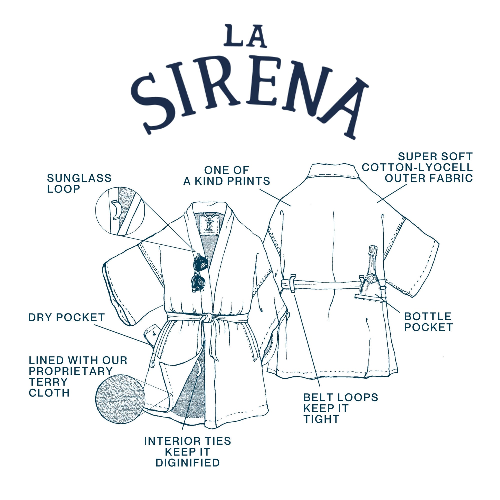 Women’s La Sirena Robe - Vintage Floral, White Sand