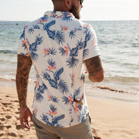 Men's High Water Hawaiian Shirt With Beer Pocket - Bird of Paradise white sand - California Cowboy