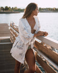 Women’s La Sirena Kimono - White Sand For Lounging - California Cowboy