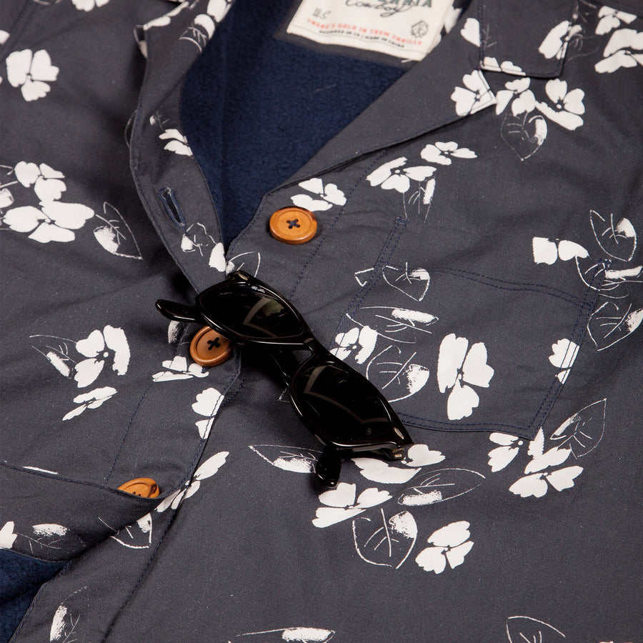 Women’s High Water Hawaiian Shirt With a Sunglass Loop - California Poppy Washed Navy - California Cowboy