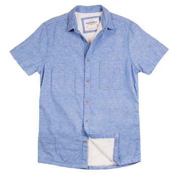 Shop for Men’s High Water Hawaiian Shirt - Chambray Neptune Blue - California Cowboy
