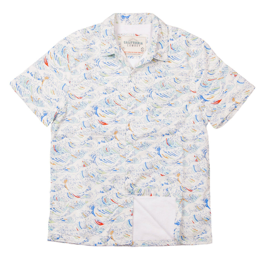 Men’s High Water Shirt - Paint By Numbers Wave, White Sand