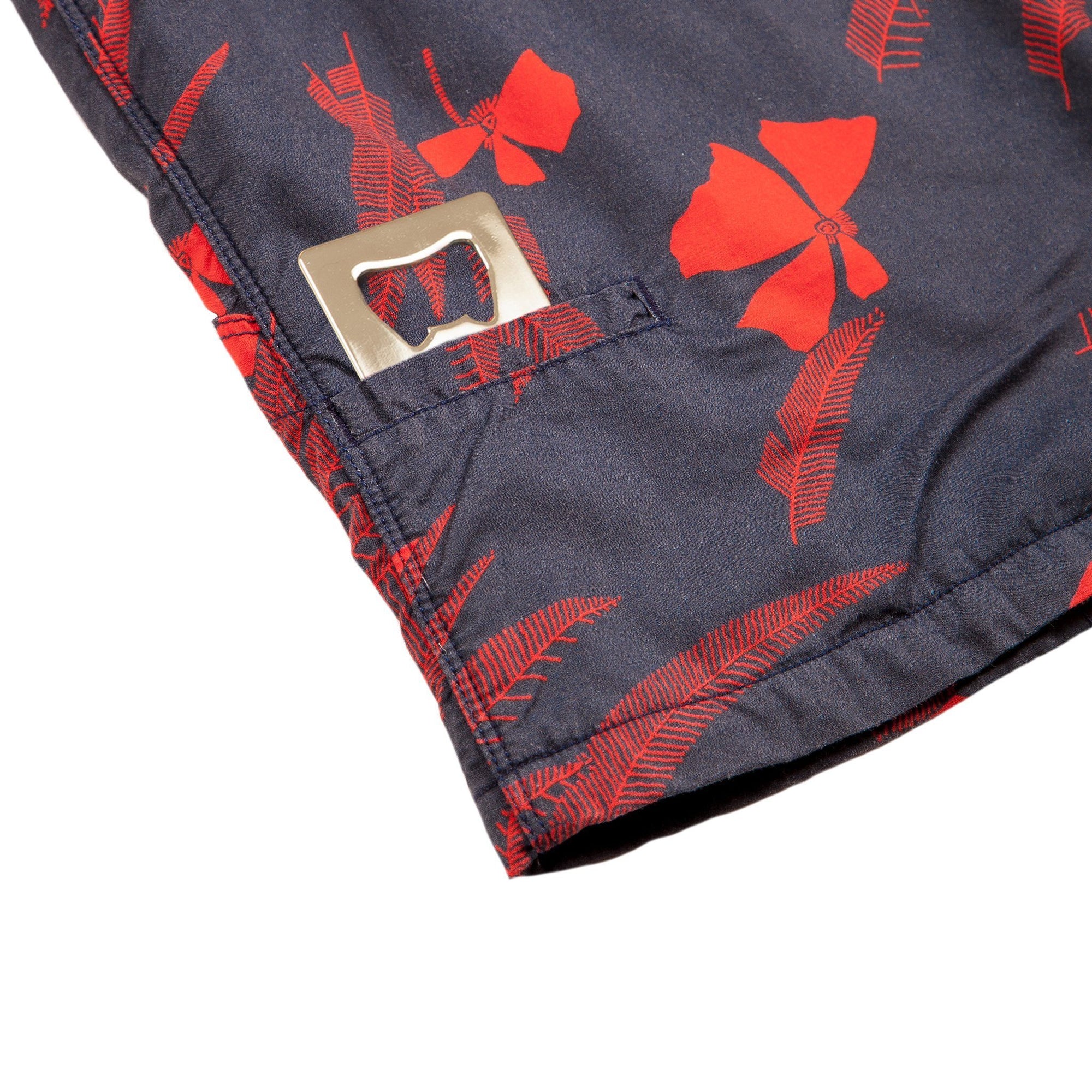 Men’s High Water Hawaiian Shirt With a Bottle Opener - Vintage Floral Washed Navy - California Cowboy