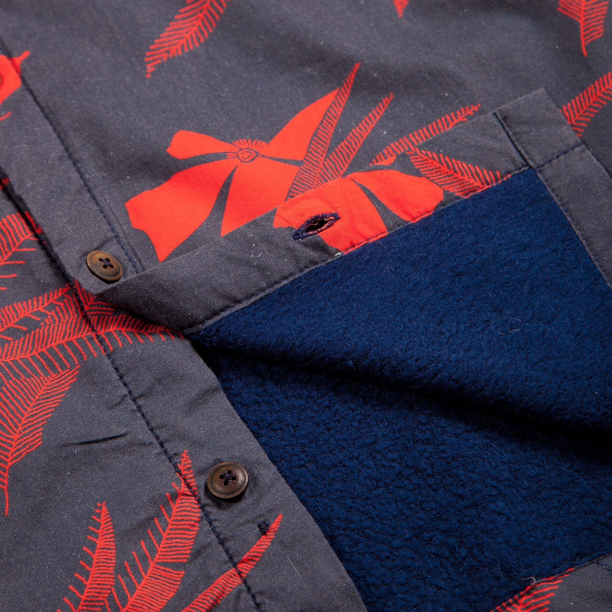 Men’s High Water Hawaiian Shirt With Terry Cloth Lining - Vintage Floral Washed Navy - California Cowboy