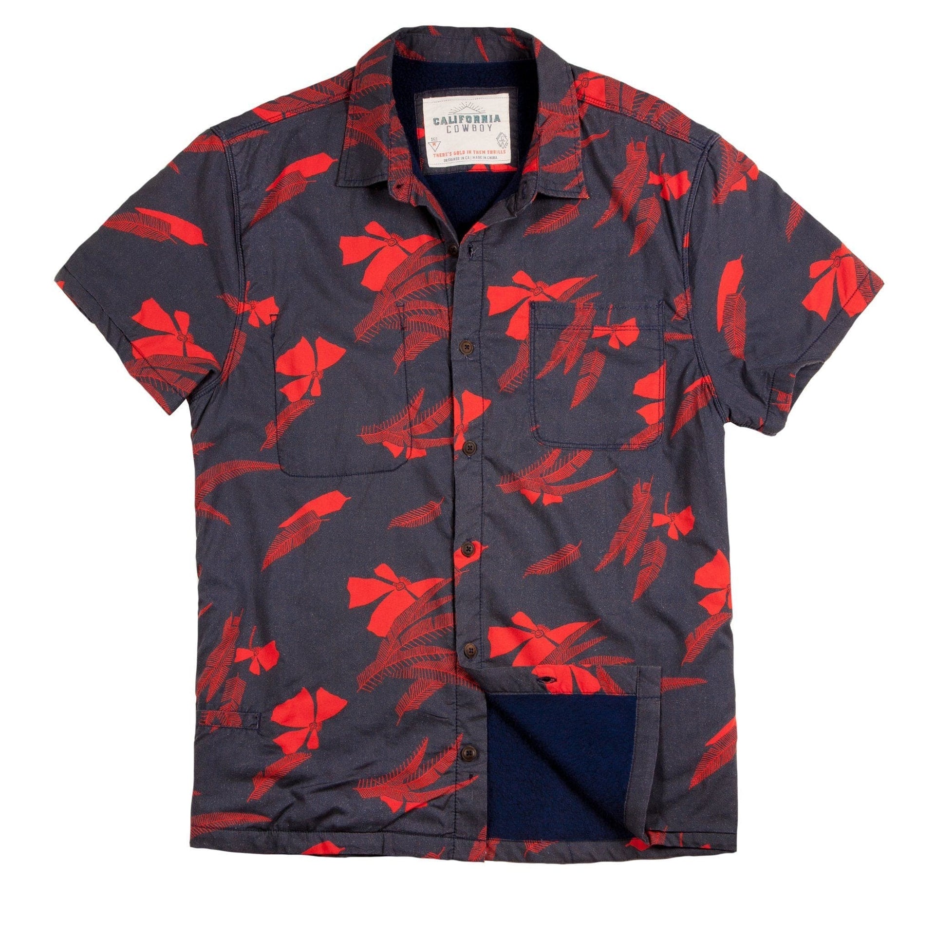 High Water Hawaiian Washed Navy Shirt Mens California Cowboy