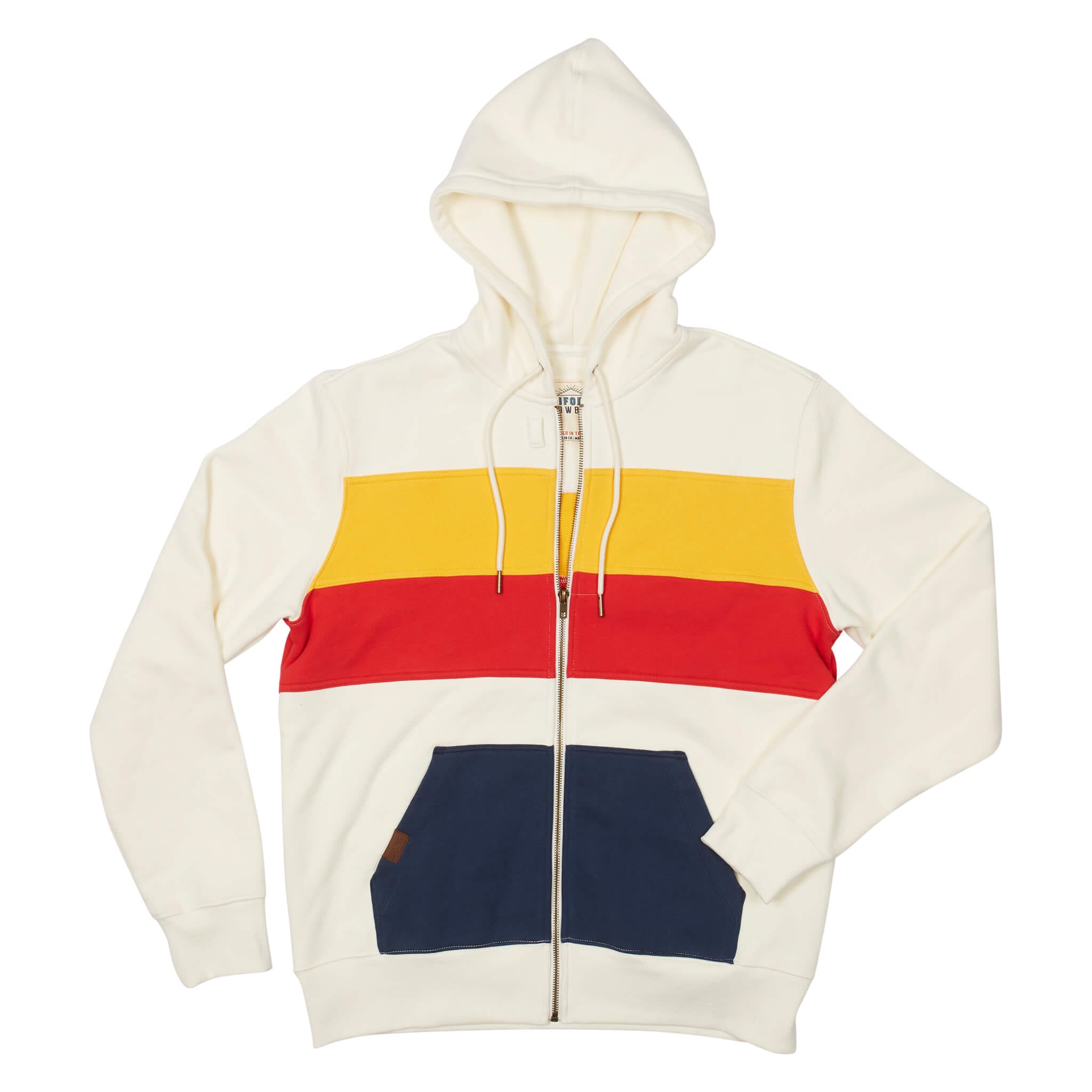 Men's PCH Full Zip Hoodie - Stripe, White Sand – California