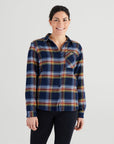 Women’s High Sierra Flannel Shirt - Model - Daffy Plaid - California Cowboy