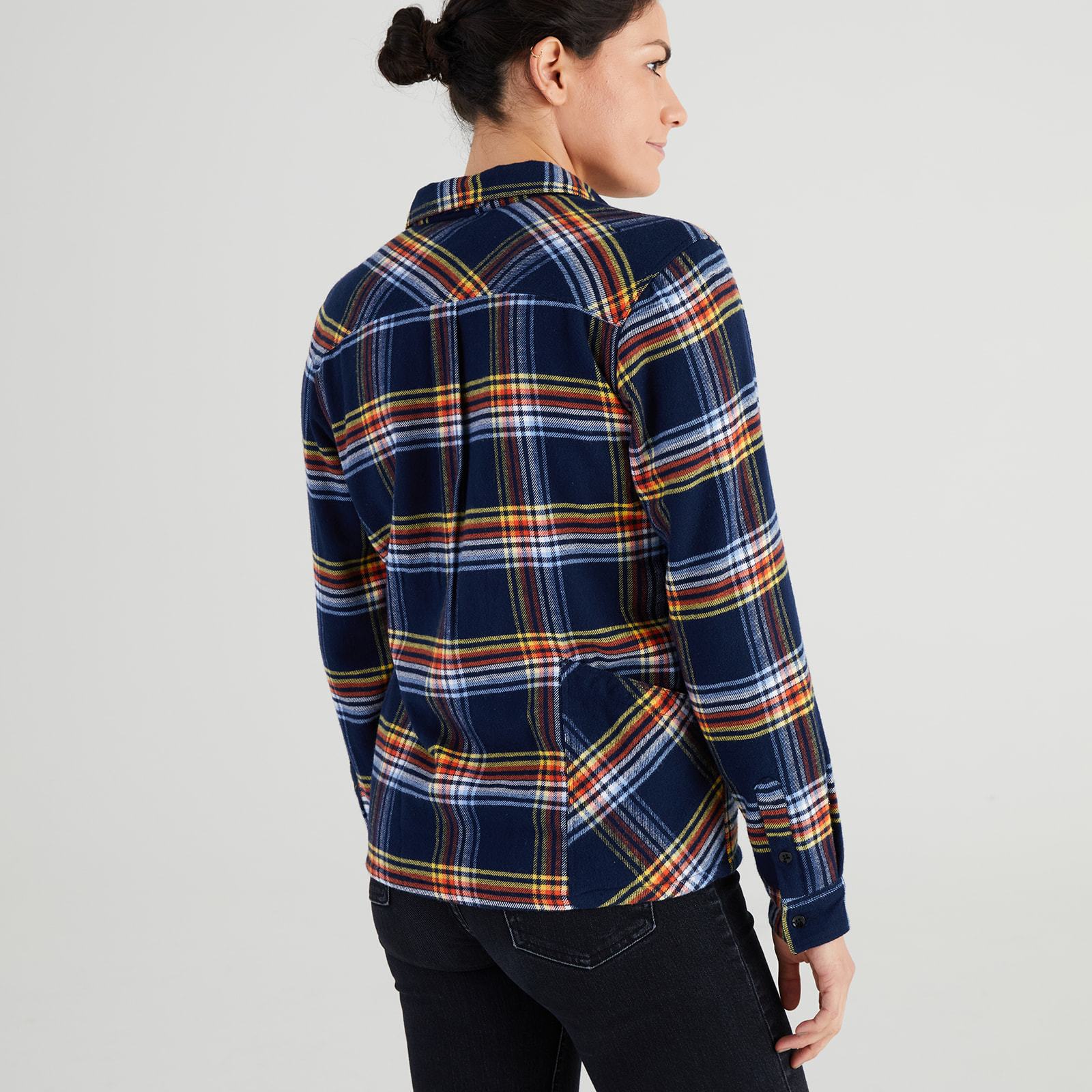 Women’s High Sierra Shirt With Hidden Beer Pocket - Model - Daffy Plaid - California Cowboy