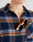 Women’s High Sierra Flannel Shirt With Sunglass Loop - Model - Daffy Plaid - California Cowboy