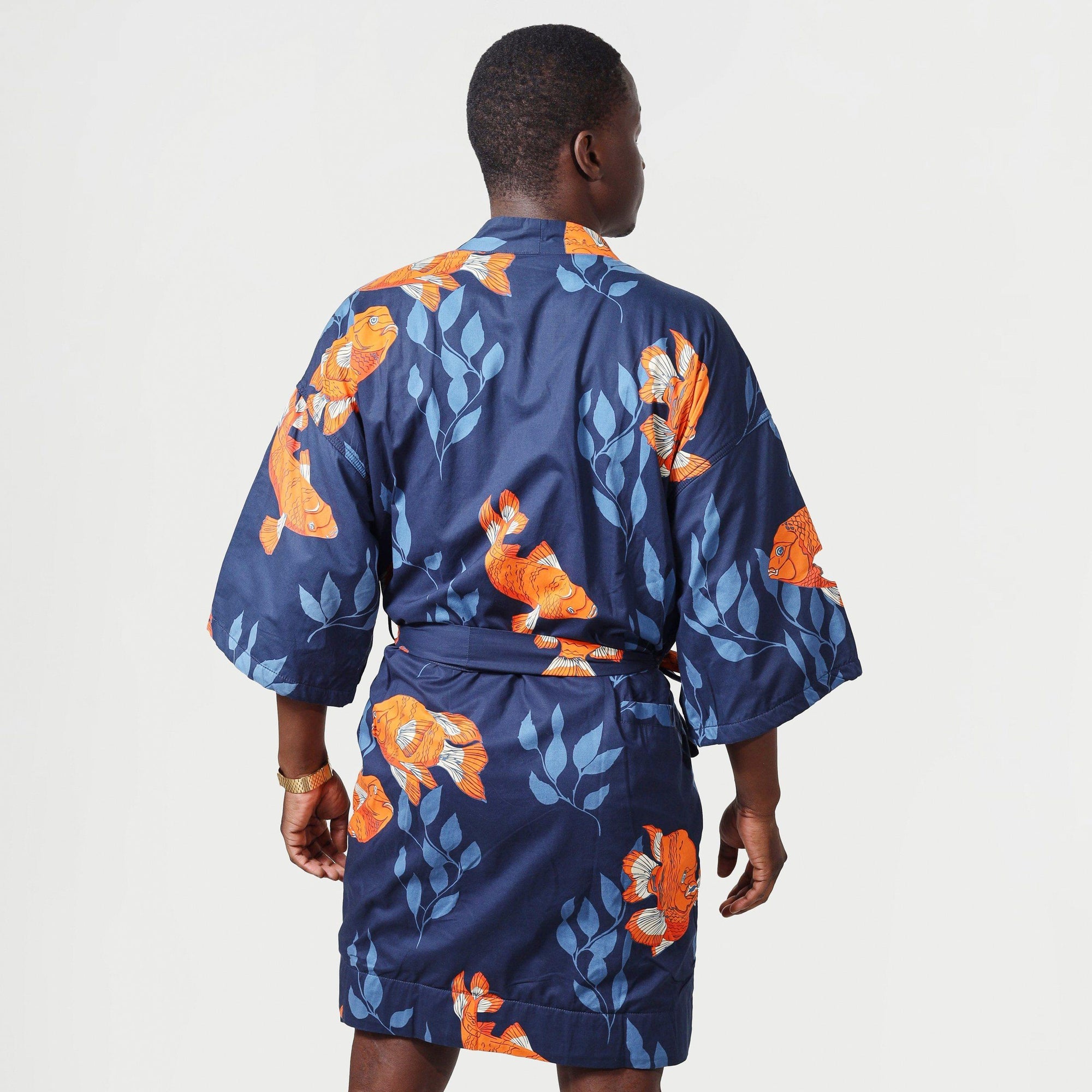 Men&#39;s El Garibaldi Robe - Garibaldi Fish, Farallon Navy